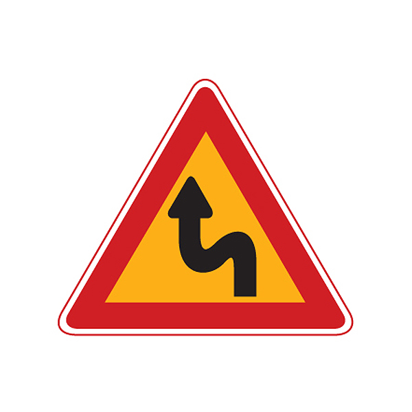 교통 표지판 - 좌로 이중 굽은 도로 (옵션선택)